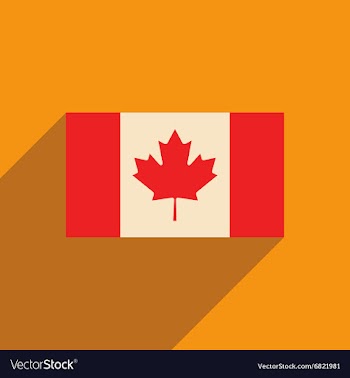 Flat icon with long shadow flag of Canada vector image