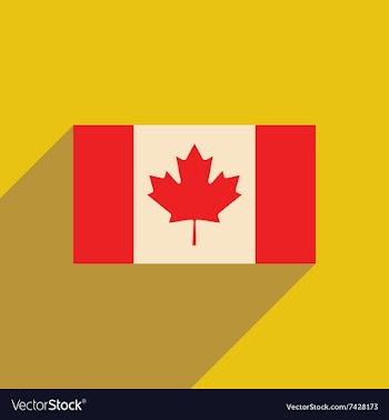 Flat icon with long shadow flag of Canada vector image