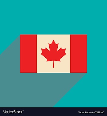 Flat icon with long shadow flag of Canada vector image