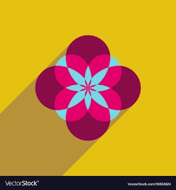 Flat icon with long shadow flower silhouette vector image