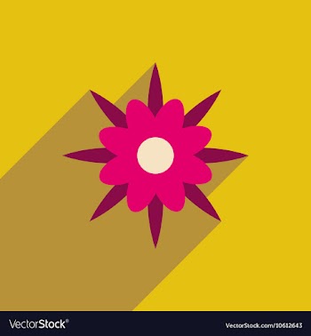 Flat icon with long shadow flower silhouette vector image