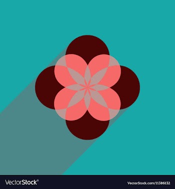 Flat icon with long shadow flower silhouette vector image