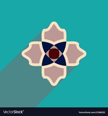 Flat icon with long shadow flower silhouette vector image