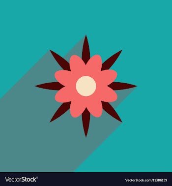 Flat icon with long shadow flower silhouette vector image