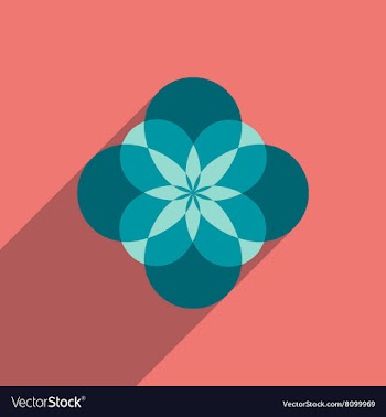 Flat icon with long shadow flower silhouette vector image
