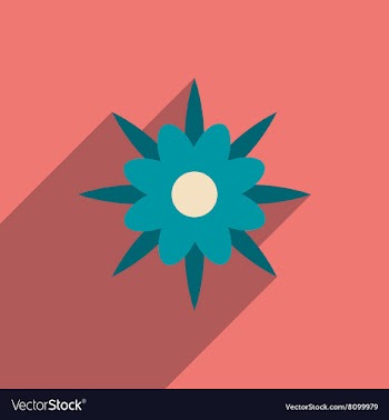Flat icon with long shadow flower silhouette vector image