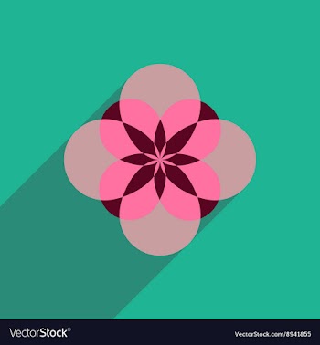 Flat icon with long shadow flower silhouette vector image
