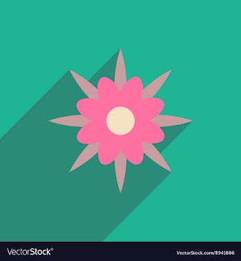 Flat icon with long shadow flower silhouette vector image
