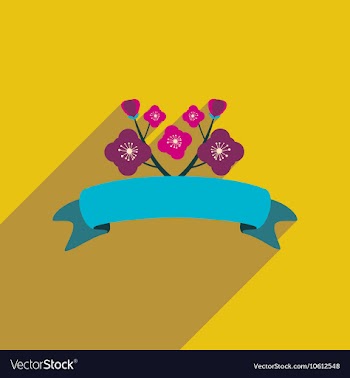 Flat icon with long shadow flowers garland vector image