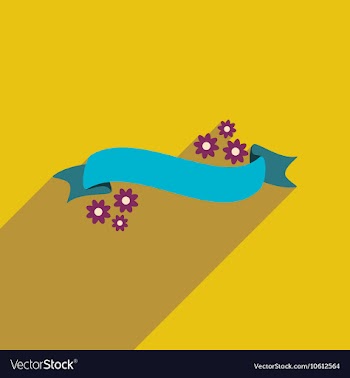 Flat icon with long shadow flowers garland vector image