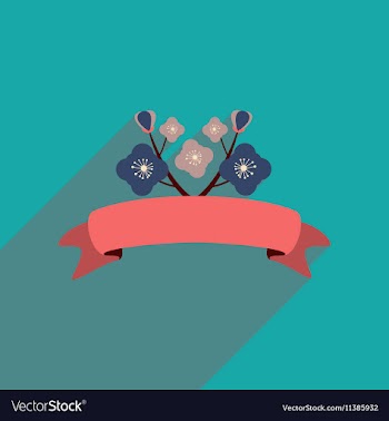 Flat icon with long shadow flowers garland vector image