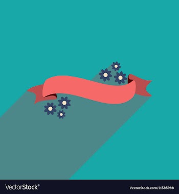Flat icon with long shadow flowers garland vector image