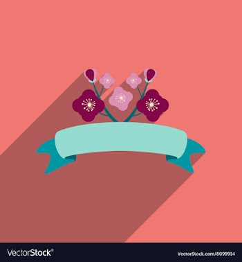 Flat icon with long shadow flowers garland vector image
