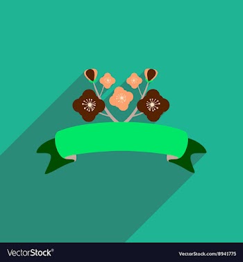 Flat icon with long shadow flowers garland vector image
