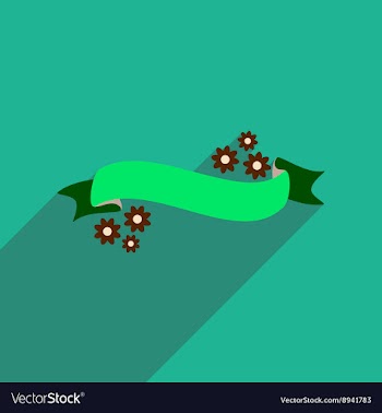 Flat icon with long shadow flowers garland vector image