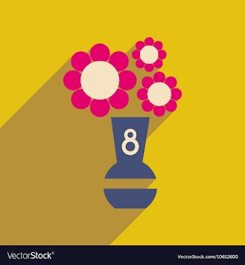 Flat icon with long shadow flowers in vase vector image