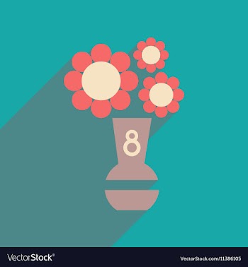 Flat icon with long shadow flowers in vase vector image