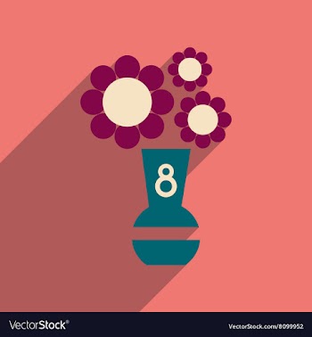Flat icon with long shadow flowers in vase vector image