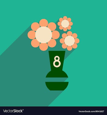 Flat icon with long shadow flowers in vase vector image