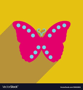 Flat icon with long shadow flying butterflies vector image