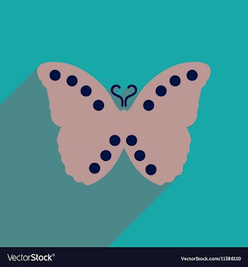 Flat icon with long shadow flying butterflies vector image
