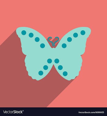 Flat icon with long shadow flying butterflies vector image