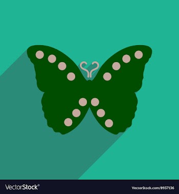 Flat icon with long shadow flying butterflies vector image
