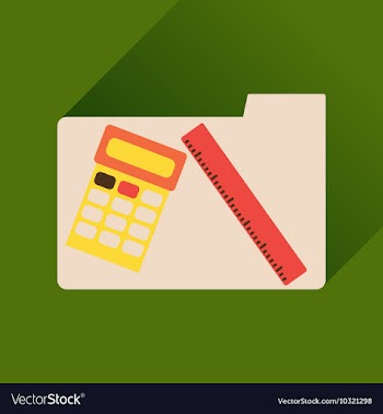 Flat icon with long shadow folder calculator ruler vector image