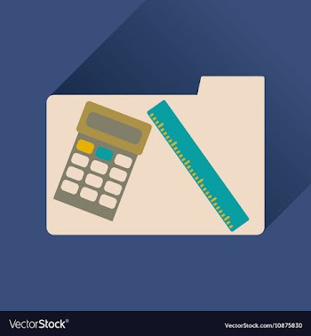Flat icon with long shadow folder calculator ruler vector image