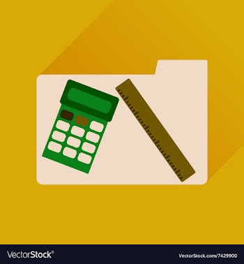 Flat icon with long shadow folder calculator ruler vector image