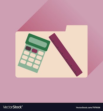 Flat icon with long shadow folder calculator ruler vector image