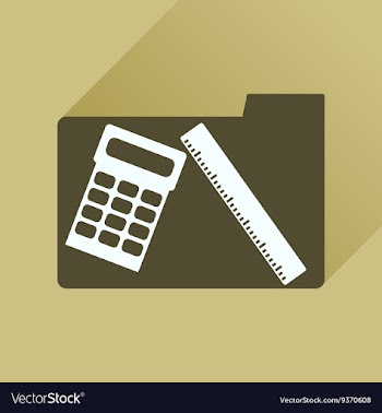 Flat icon with long shadow folder calculator ruler vector image