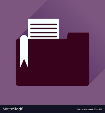 Flat icon with long shadow folder documents vector image