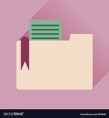 Flat icon with long shadow folder documents vector image