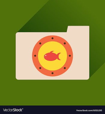 Flat icon with long shadow folder fish vector image