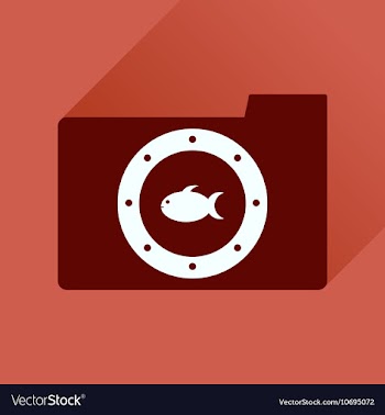 Flat icon with long shadow folder fish vector image