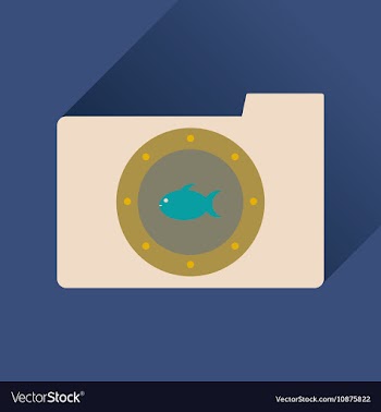 Flat icon with long shadow folder fish vector image