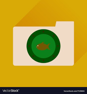 Flat icon with long shadow folder fish vector image