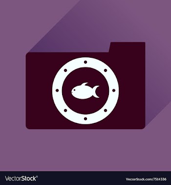 Flat icon with long shadow folder fish vector image