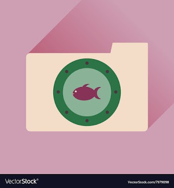 Flat icon with long shadow folder fish vector image
