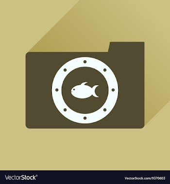 Flat icon with long shadow folder fish vector image