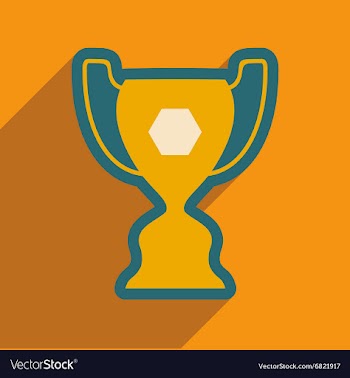 Flat icon with long shadow football cup vector image