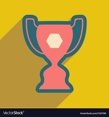 Flat icon with long shadow football cup vector image