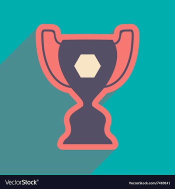 Flat icon with long shadow football cup vector image