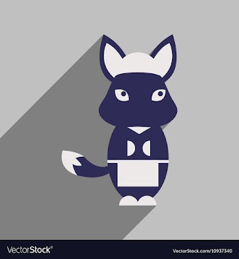 Flat icon with long shadow fox cartoon vector image
