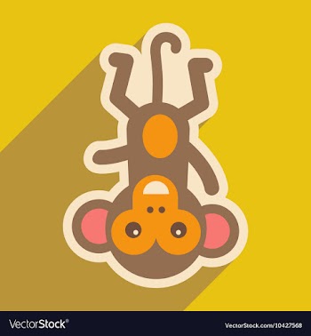 Flat icon with long shadow funny monkey vector image