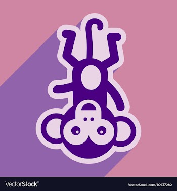 Flat icon with long shadow funny monkey vector image