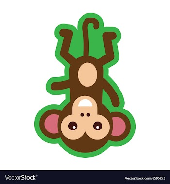 Flat icon with long shadow funny monkey vector image
