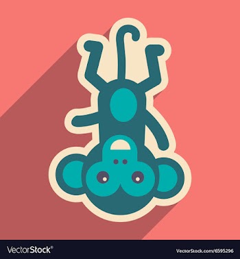 Flat icon with long shadow funny monkey vector image
