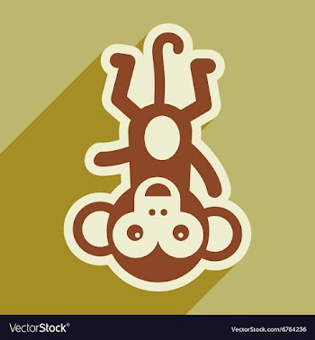Flat icon with long shadow funny monkey vector image